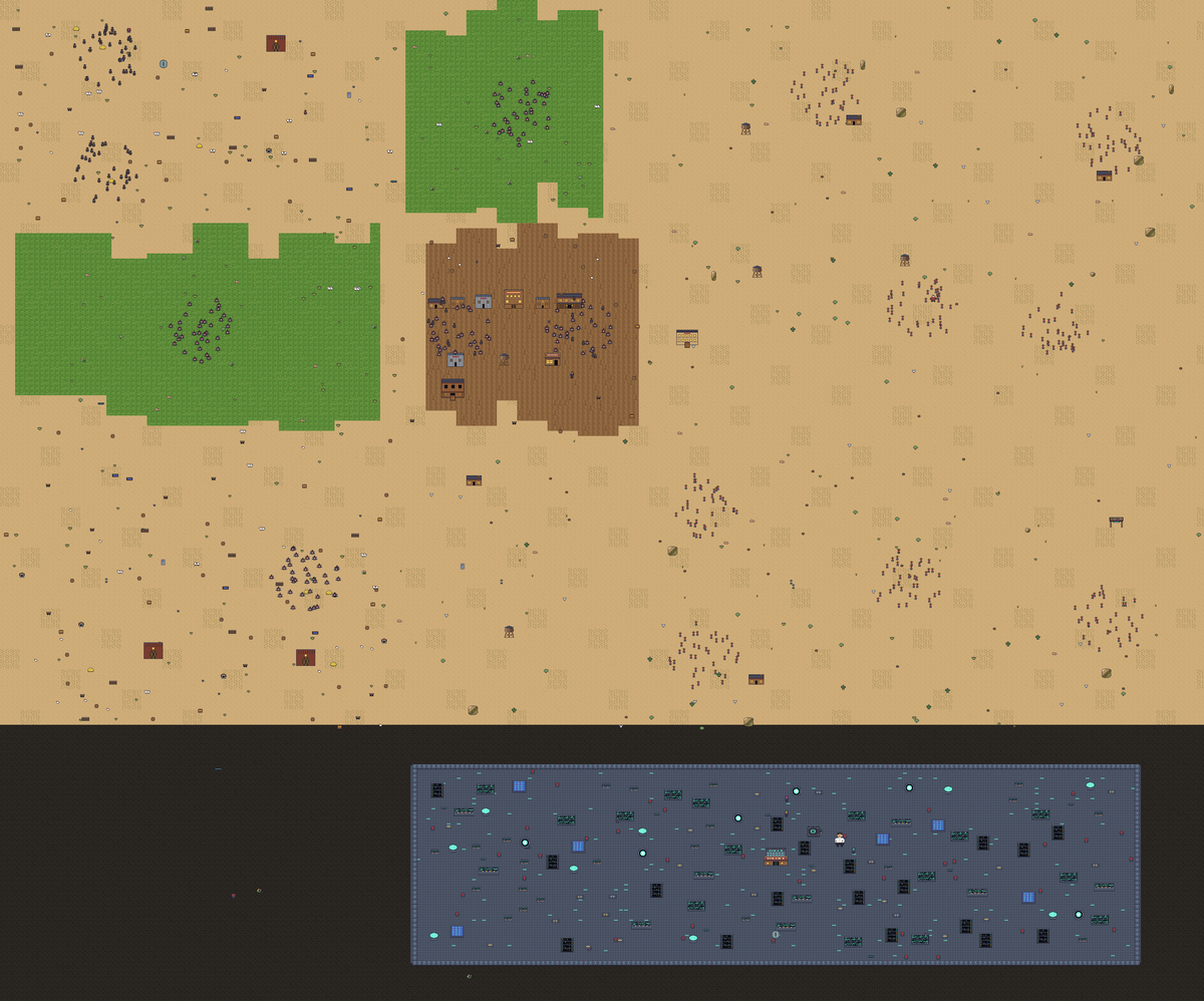 A top-down view of the whole of BOOT HILL, drawn in the game's own pixel art