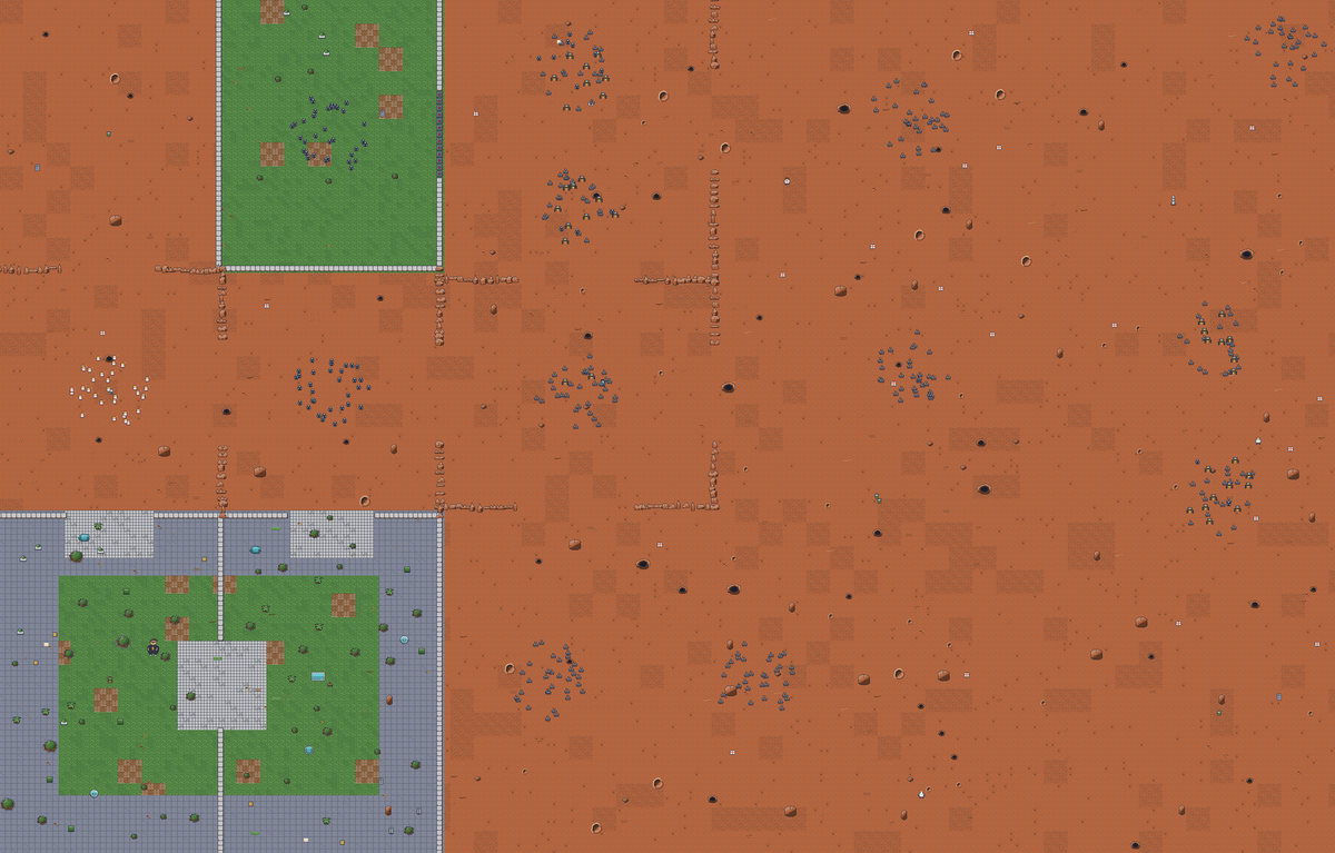 A top-down view of the whole of MARS, drawn in the game's own pixel art