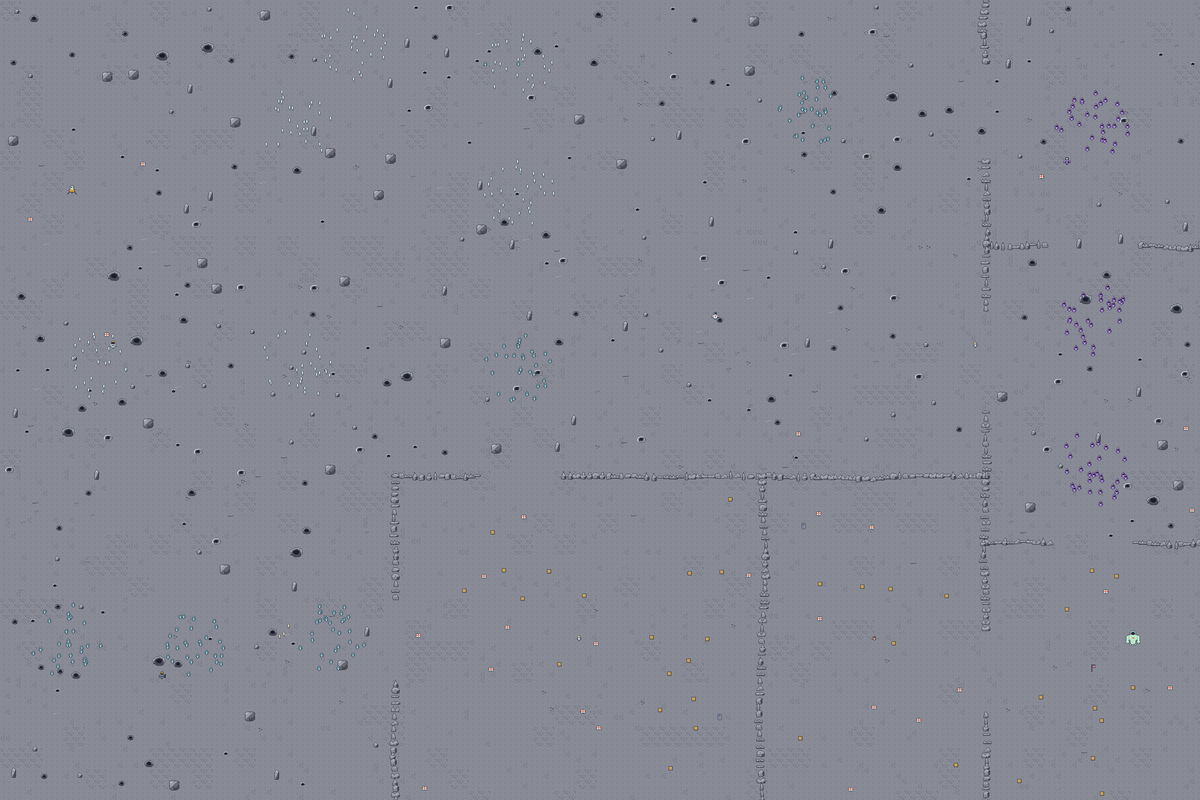 A top-down view of the whole of THE MOON, drawn in the game's own pixel art