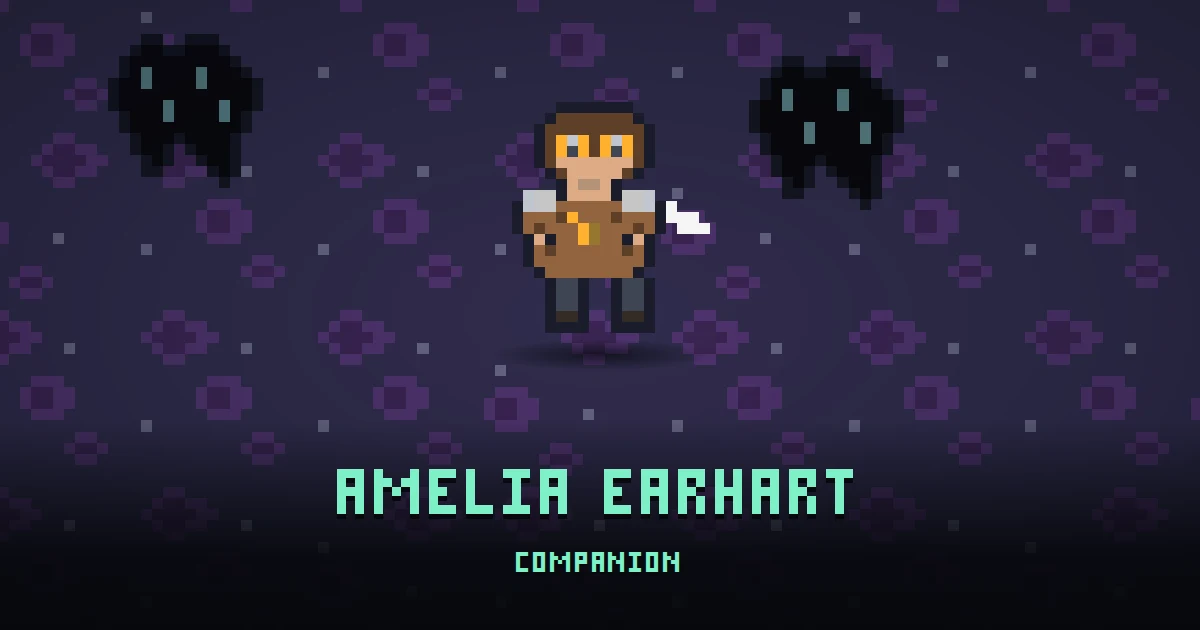 AMELIA EARHART, a companion in Ada's Trail, standing on THE RIFT