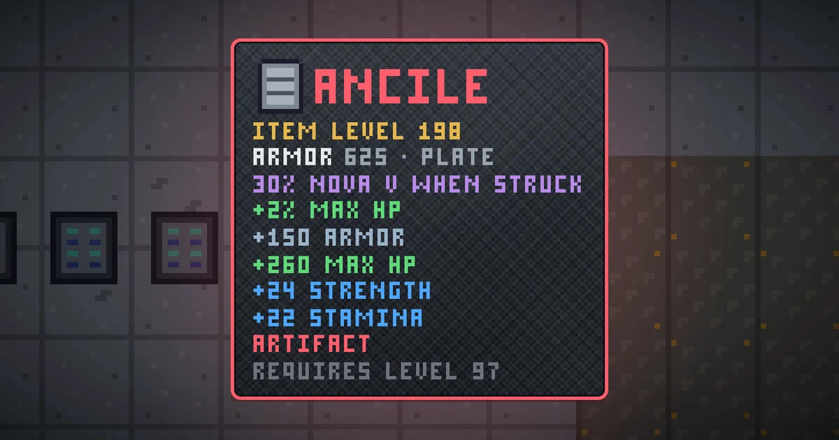 ANCILE, a artifact shield in Ada's Trail, shown on the map of GOODCO HQ where it drops