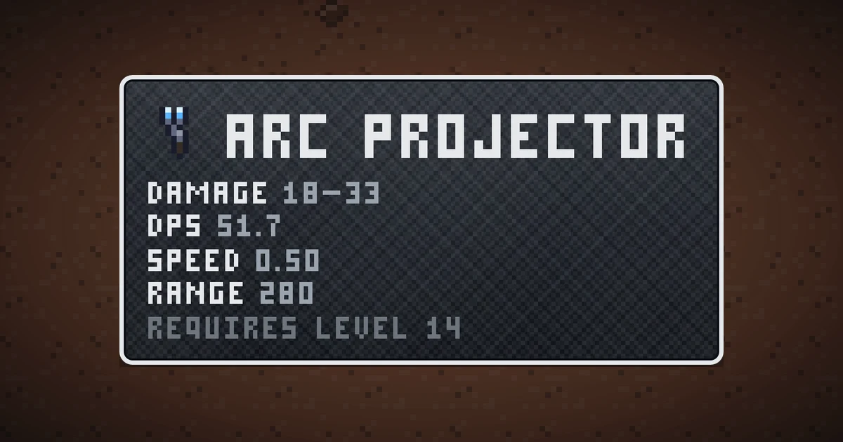 ARC PROJECTOR, a base item weapon in Ada's Trail, shown on the map of MARS where it drops