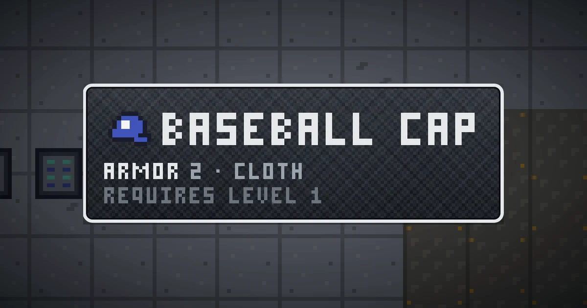 BASEBALL CAP, a base item head in Ada's Trail, shown on the map of GOODCO HQ where it drops