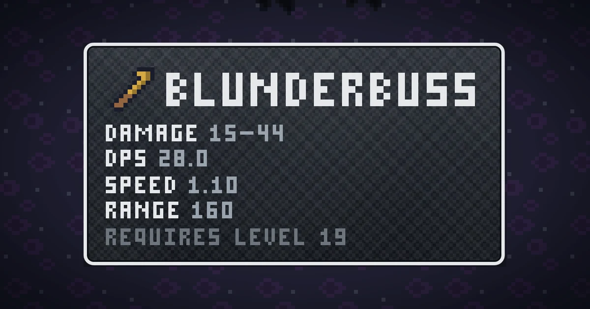 BLUNDERBUSS, a base item weapon in Ada's Trail, shown on the map of THE RIFT where it drops