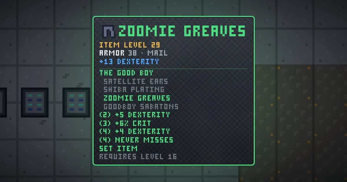 ZOOMIE GREAVES, a set legs in Ada's Trail, shown on the map of GOODCO HQ where it drops