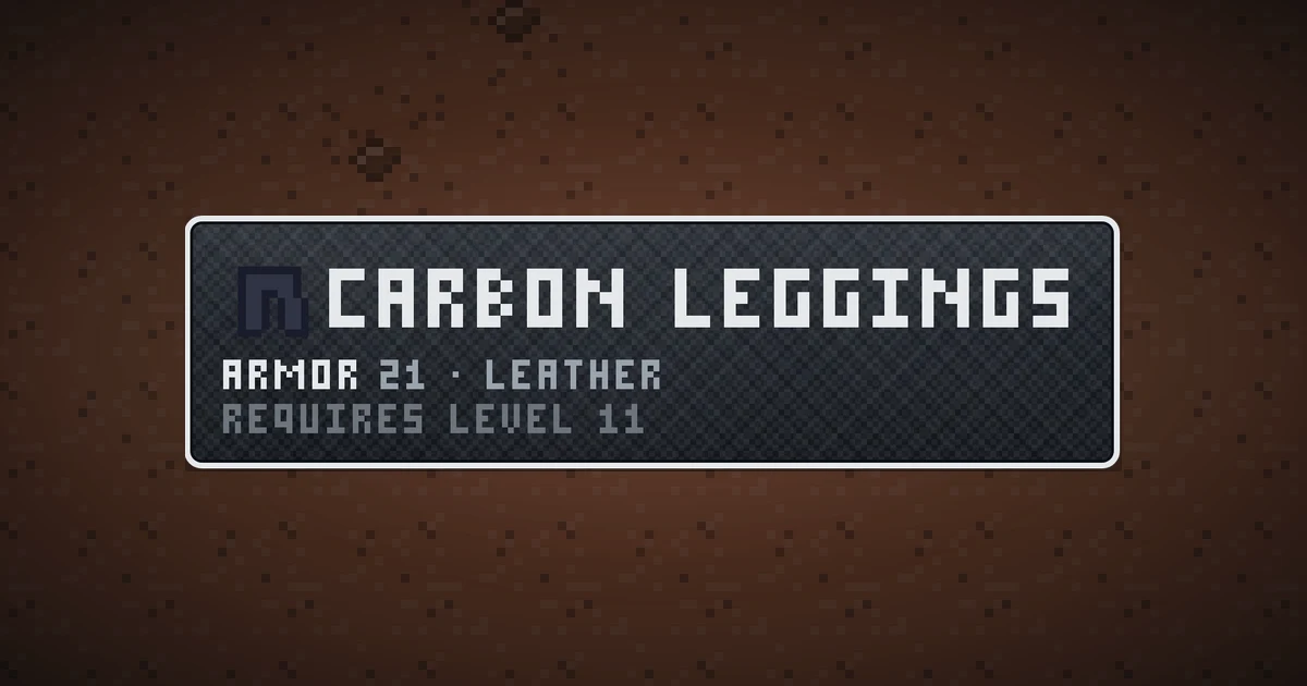 CARBON LEGGINGS, a base item legs in Ada's Trail, shown on the map of MARS where it drops