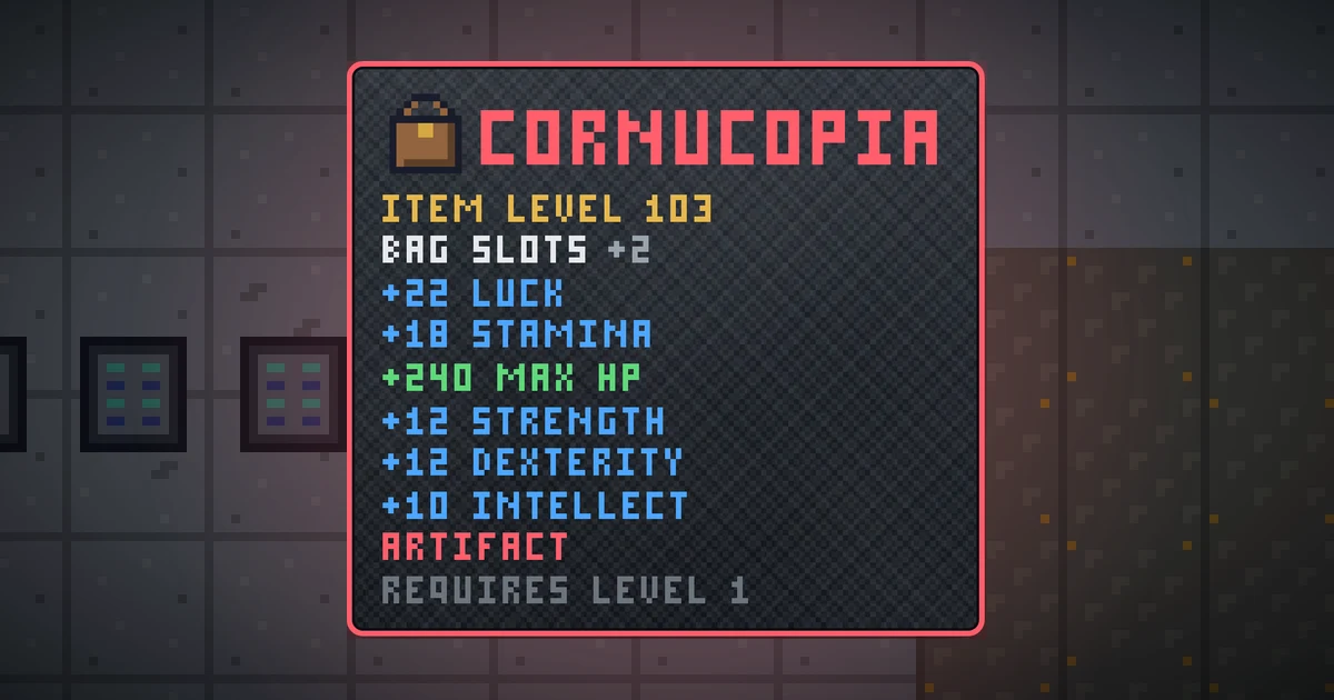 CORNUCOPIA, a artifact bag in Ada's Trail, shown on the map of GOODCO HQ where it drops