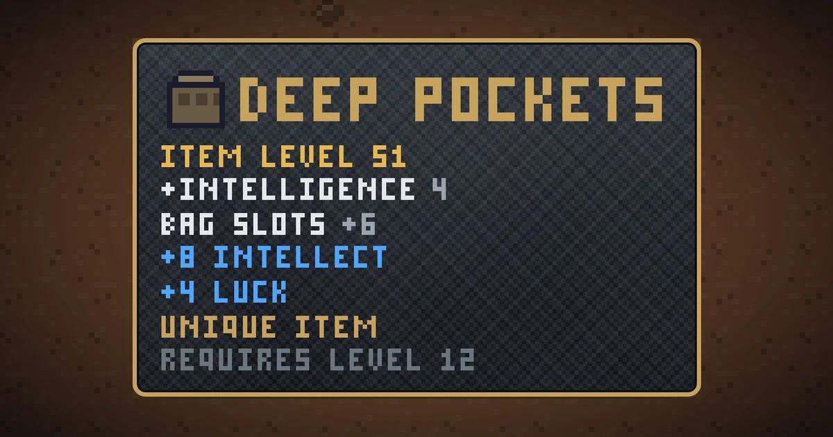 DEEP POCKETS, a unique bag in Ada's Trail, shown on the map of MARS where it drops