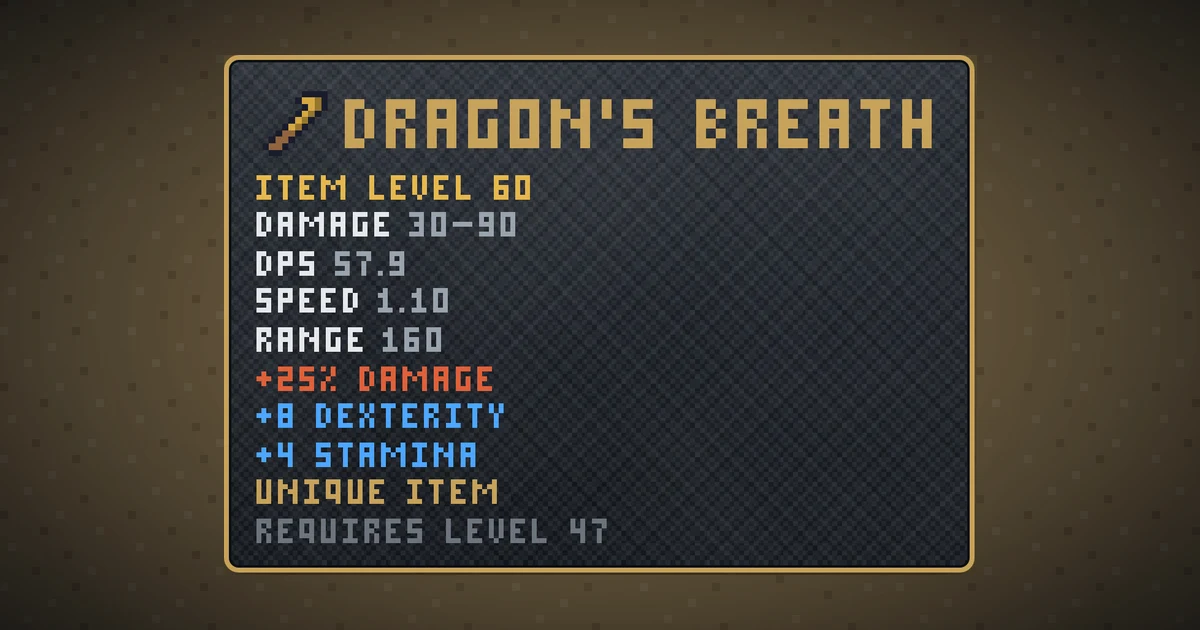 DRAGON'S BREATH, a unique weapon in Ada's Trail, shown on the map of BOOT HILL where it drops
