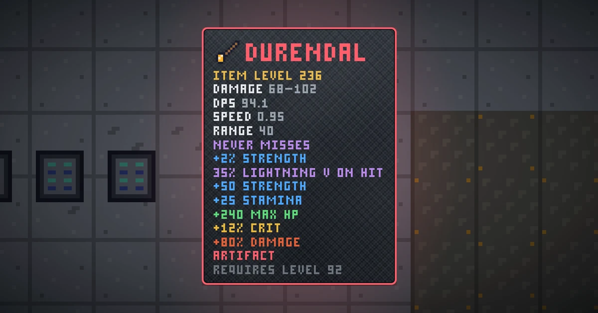 DURENDAL, a artifact weapon in Ada's Trail, shown on the map of GOODCO HQ where it drops