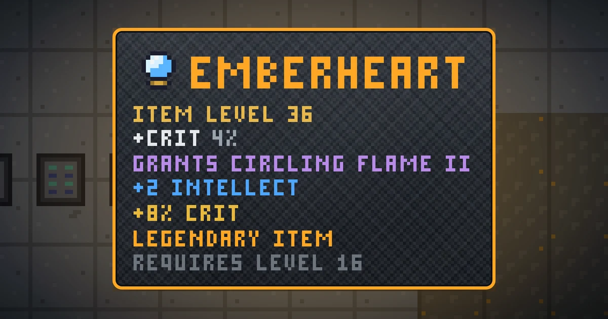EMBERHEART, a legendary trinket in Ada's Trail, shown on the map of GOODCO HQ where it drops