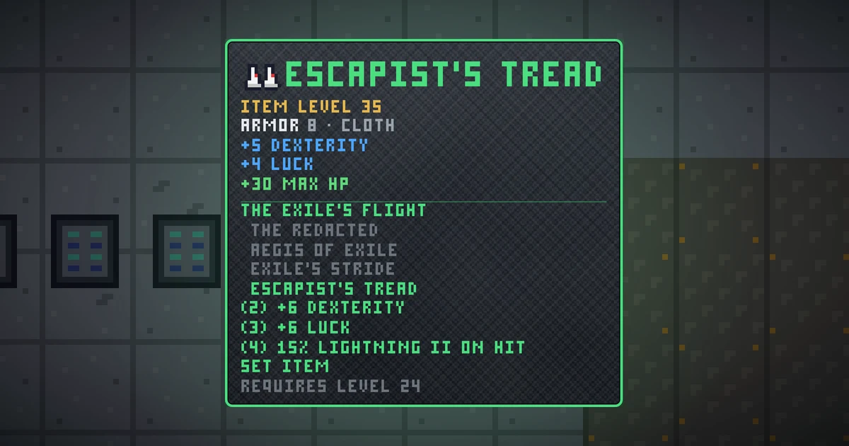 ESCAPIST'S TREAD, a set feet in Ada's Trail, shown on the map of GOODCO HQ where it drops