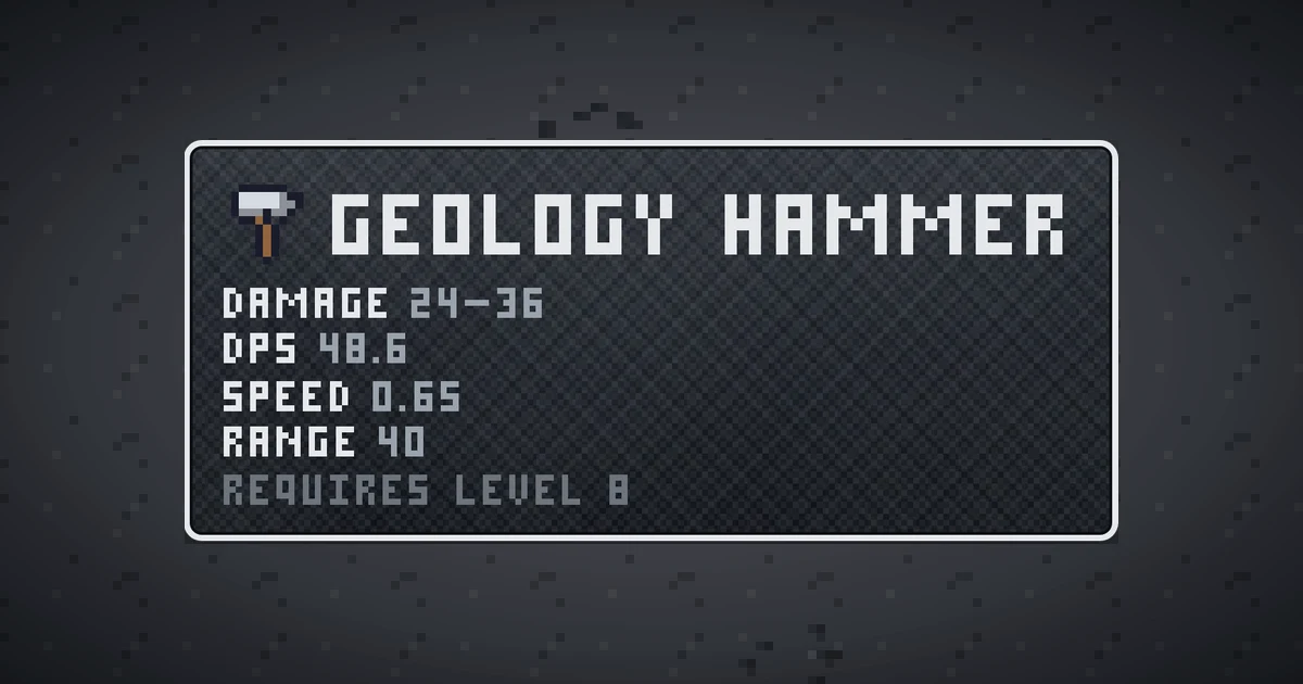GEOLOGY HAMMER, a base item weapon in Ada's Trail, shown on the map of THE MOON where it drops