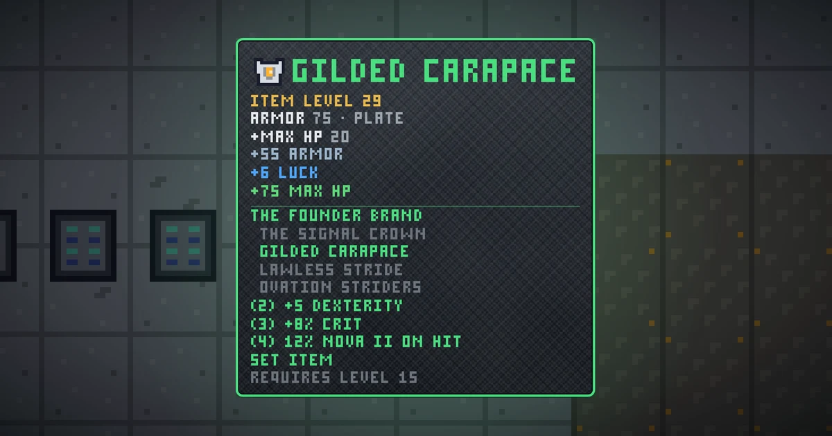 GILDED CARAPACE, a set chest in Ada's Trail, shown on the map of GOODCO HQ where it drops