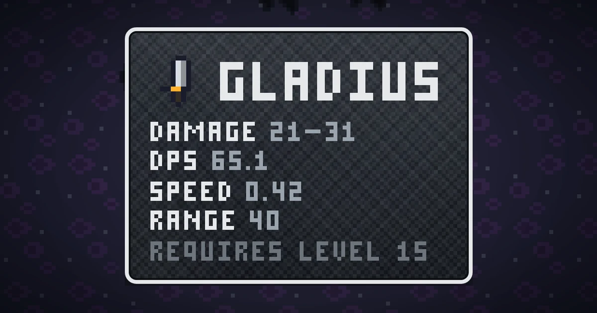 GLADIUS, a base item weapon in Ada's Trail, shown on the map of THE RIFT where it drops