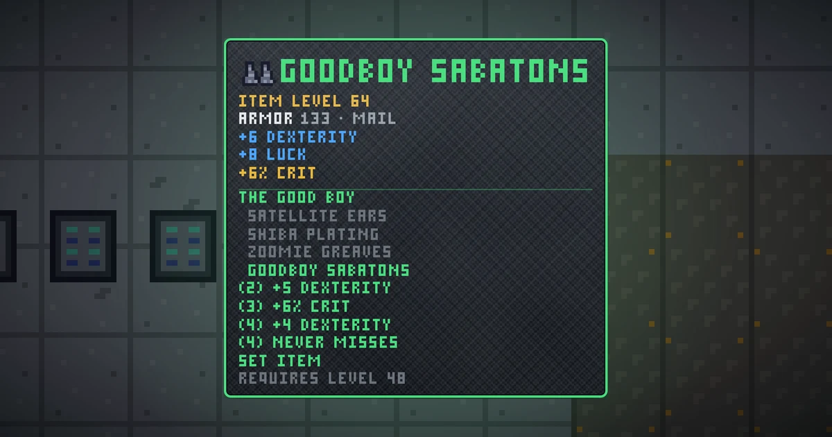 GOODBOY SABATONS, a set feet in Ada's Trail, shown on the map of GOODCO HQ where it drops
