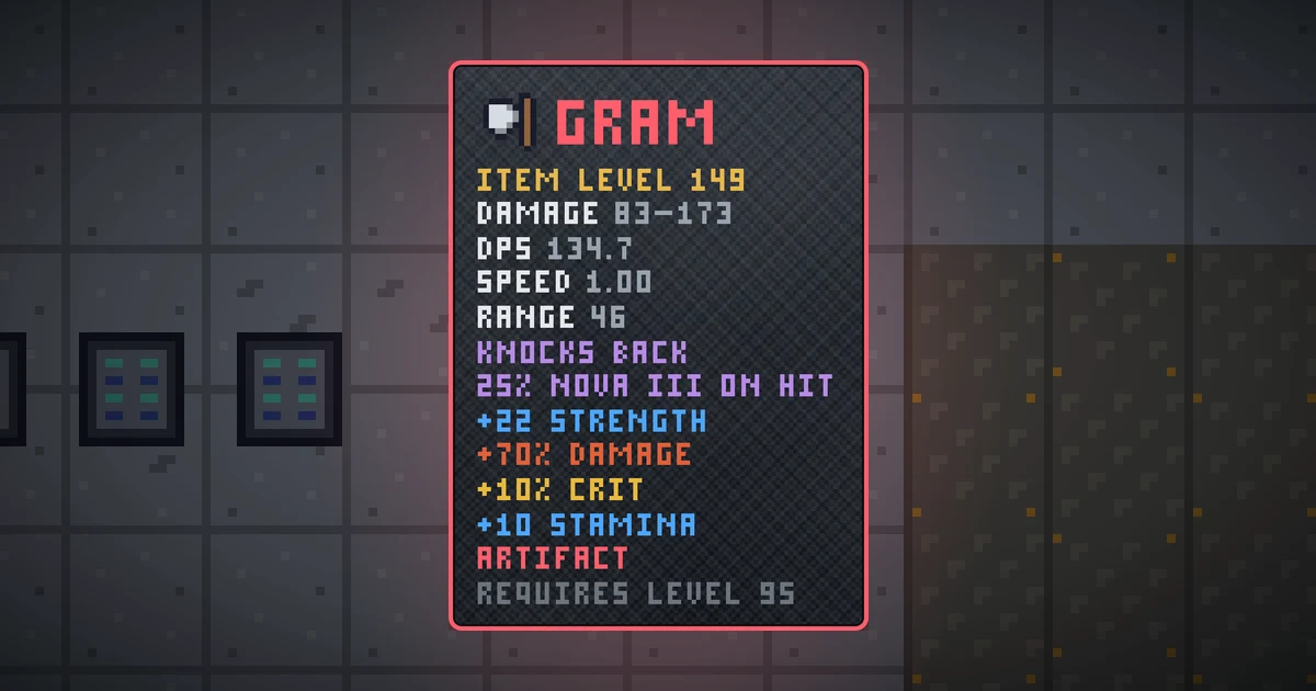 GRAM, a artifact weapon in Ada's Trail, shown on the map of GOODCO HQ where it drops