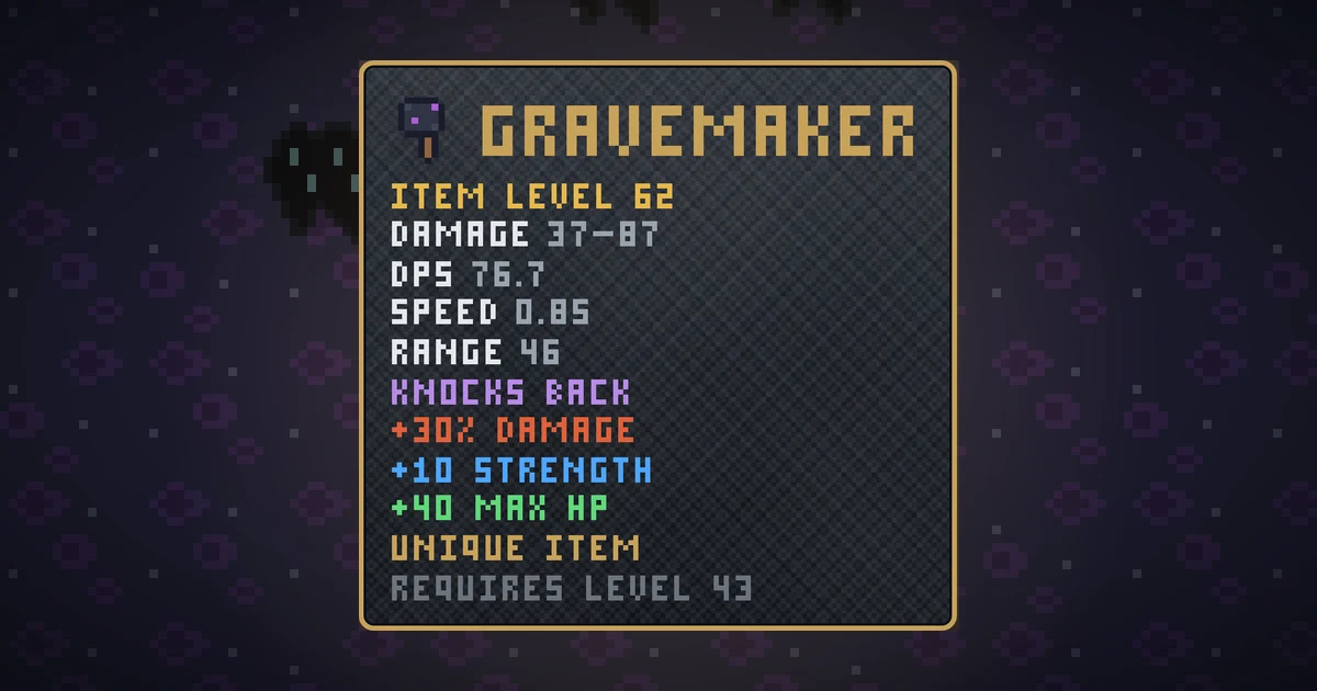 GRAVEMAKER, a unique weapon in Ada's Trail, shown on the map of THE RIFT where it drops