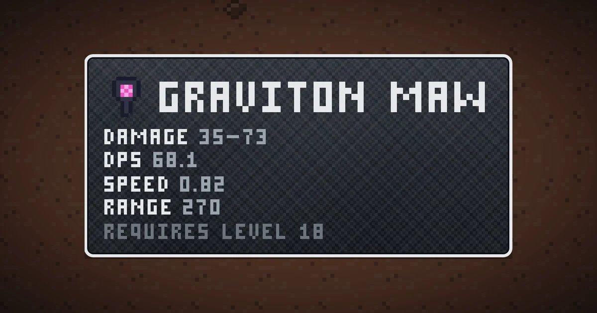 GRAVITON MAW, a base item weapon in Ada's Trail, shown on the map of MARS where it drops