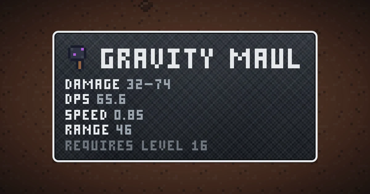 GRAVITY MAUL, a base item weapon in Ada's Trail, shown on the map of MARS where it drops