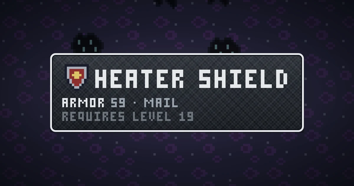 HEATER SHIELD, a base item shield in Ada's Trail, shown on the map of THE RIFT where it drops