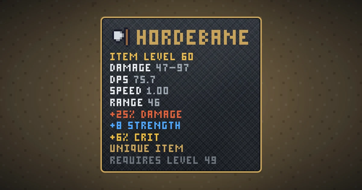 HORDEBANE, a unique weapon in Ada's Trail, shown on the map of BOOT HILL where it drops