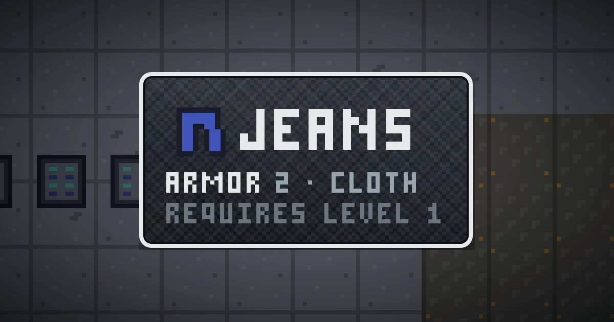 JEANS, a base item legs in Ada's Trail, shown on the map of GOODCO HQ where it drops