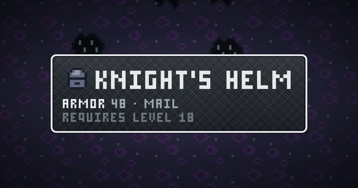 KNIGHT'S HELM, a base item head in Ada's Trail, shown on the map of THE RIFT where it drops