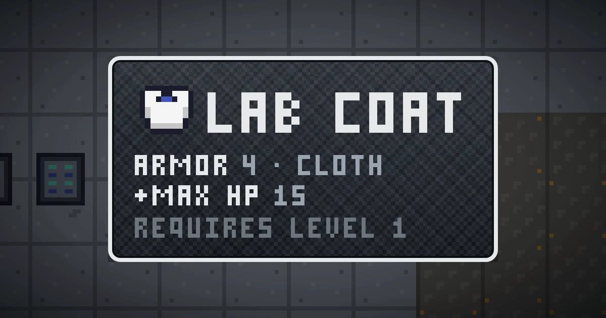 LAB COAT, a base item chest in Ada's Trail, shown on the map of GOODCO HQ where it drops