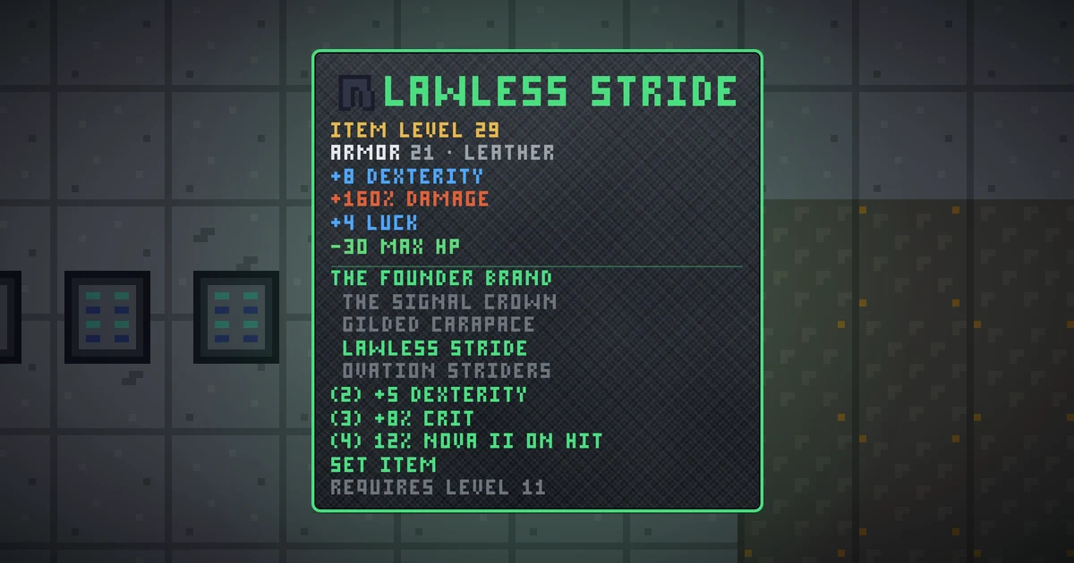 LAWLESS STRIDE, a set legs in Ada's Trail, shown on the map of GOODCO HQ where it drops
