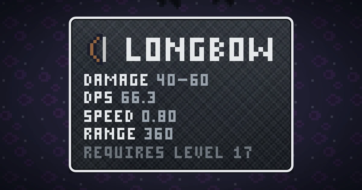 LONGBOW, a base item weapon in Ada's Trail, shown on the map of THE RIFT where it drops
