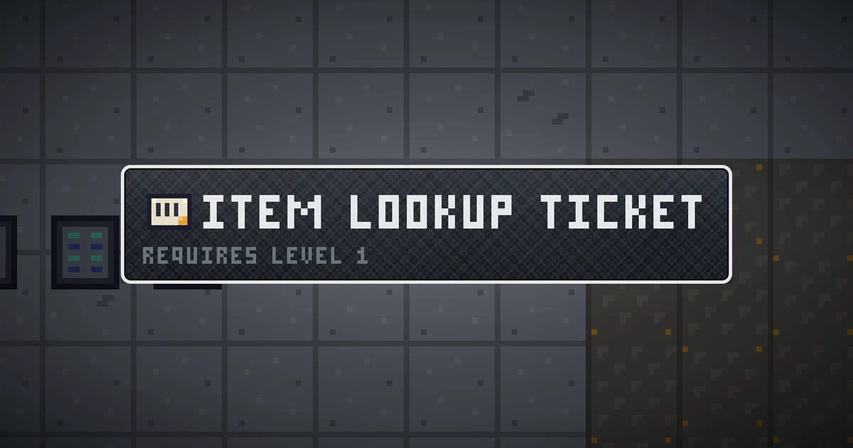 ITEM LOOKUP TICKET, a base item trinket in Ada's Trail, shown on the map of GOODCO HQ where it drops
