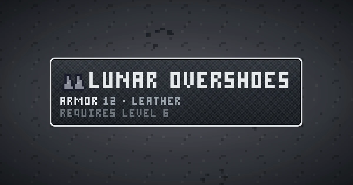 LUNAR OVERSHOES, a base item feet in Ada's Trail, shown on the map of THE MOON where it drops