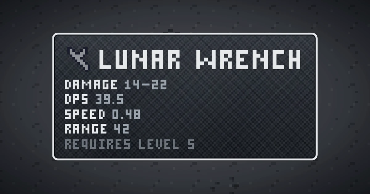 LUNAR WRENCH, a base item weapon in Ada's Trail, shown on the map of THE MOON where it drops