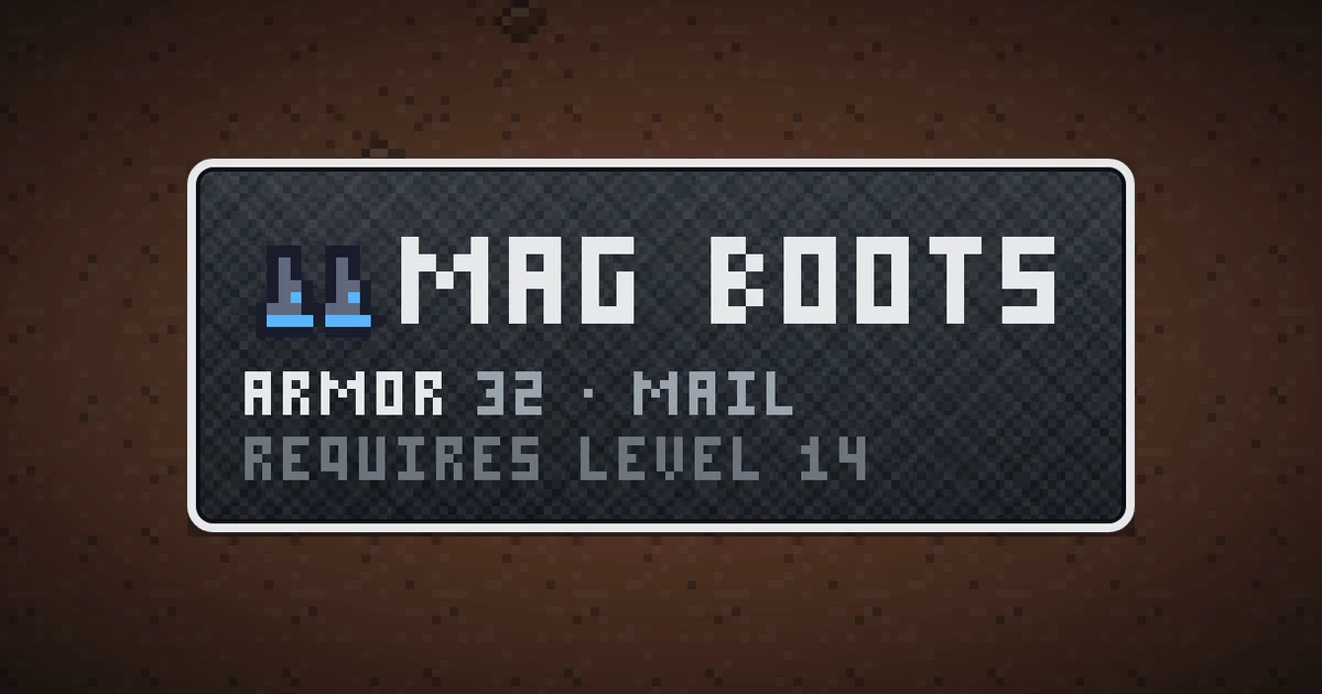 MAG BOOTS, a base item feet in Ada's Trail, shown on the map of MARS where it drops