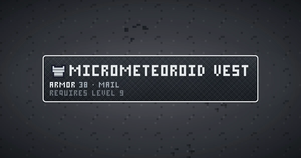 MICROMETEOROID VEST, a base item chest in Ada's Trail, shown on the map of THE MOON where it drops