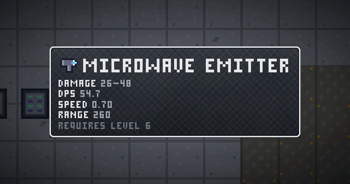 MICROWAVE EMITTER, a base item weapon in Ada's Trail, shown on the map of GOODCO HQ where it drops