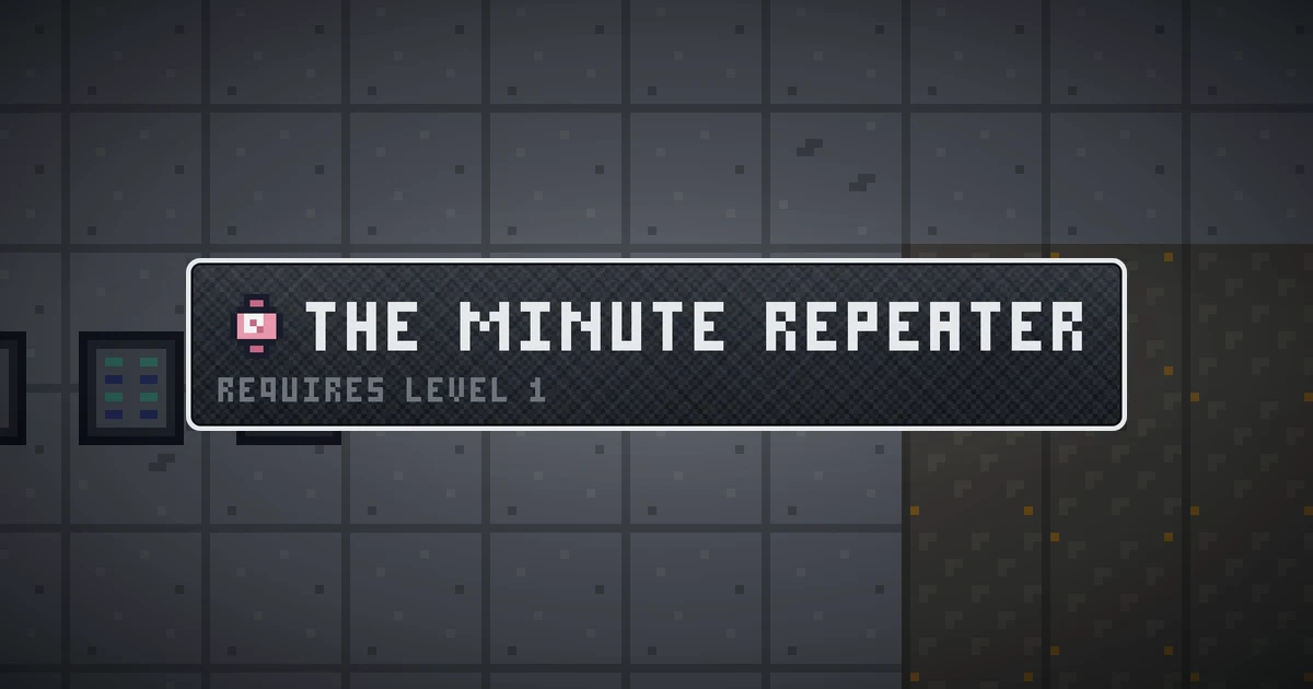 THE MINUTE REPEATER, a base item trinket in Ada's Trail, shown on the map of GOODCO HQ where it drops