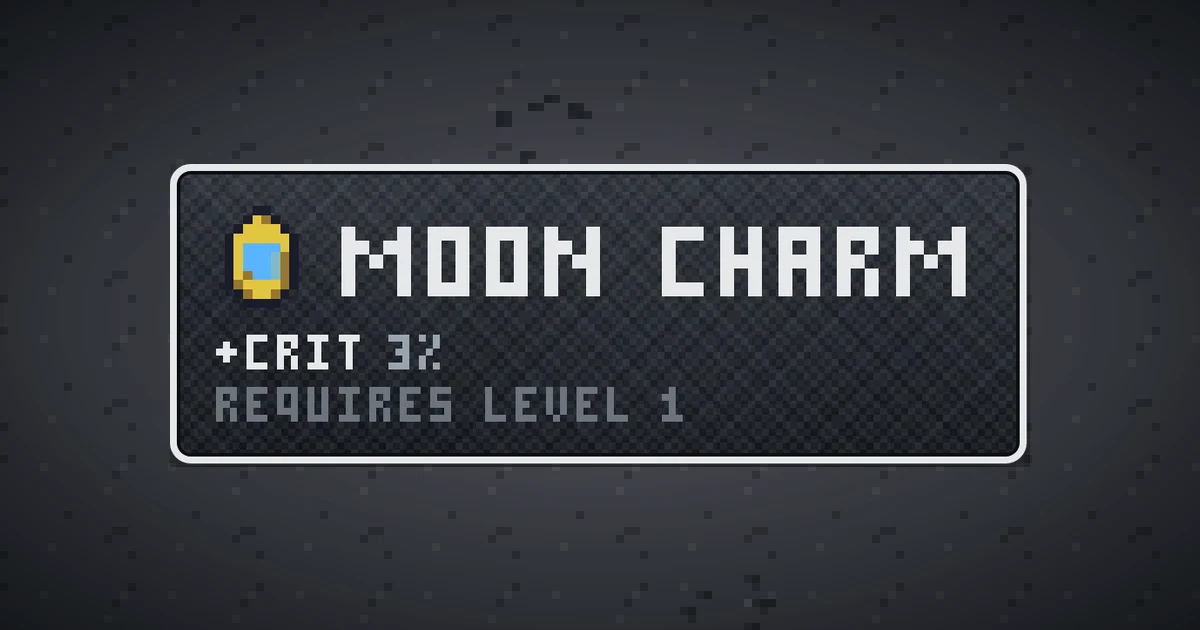 MOON CHARM, a base item trinket in Ada's Trail, shown on the map of THE MOON where it drops