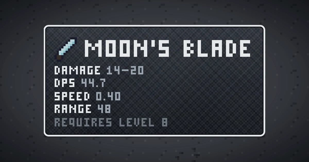MOON'S BLADE, a base item weapon in Ada's Trail, shown on the map of THE MOON where it drops