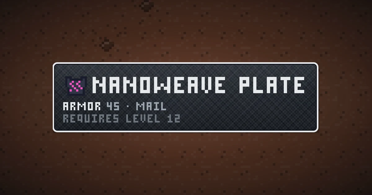 NANOWEAVE PLATE, a base item chest in Ada's Trail, shown on the map of MARS where it drops