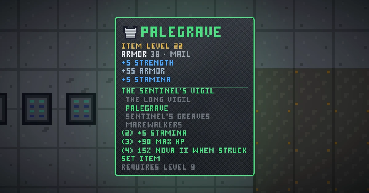 PALEGRAVE, a set chest in Ada's Trail, shown on the map of GOODCO HQ where it drops