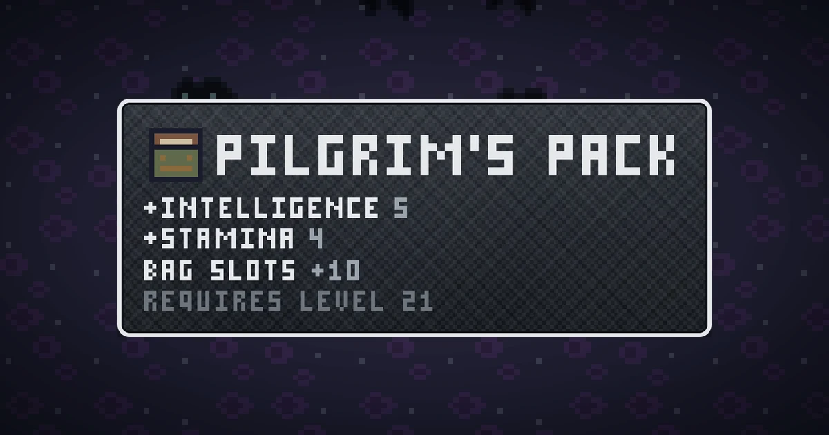 PILGRIM'S PACK, a base item bag in Ada's Trail, shown on the map of THE RIFT where it drops