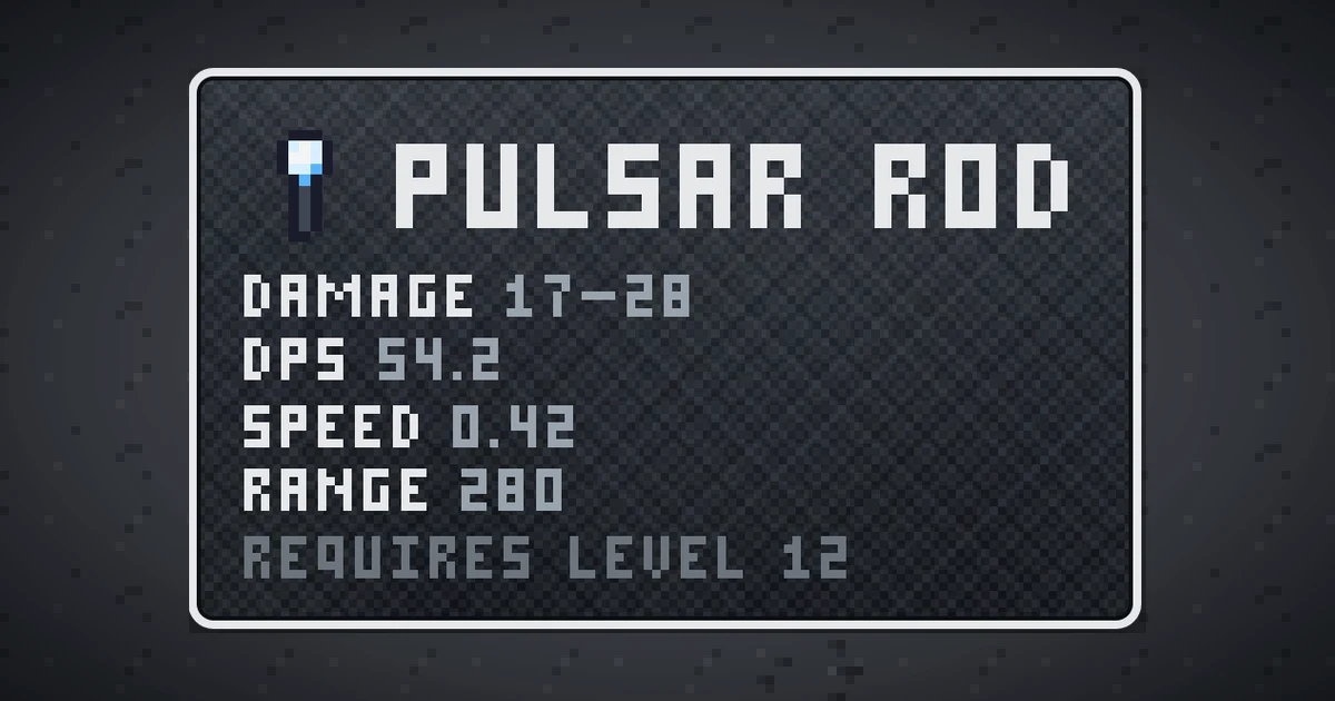 PULSAR ROD, a base item weapon in Ada's Trail, shown on the map of THE MOON where it drops