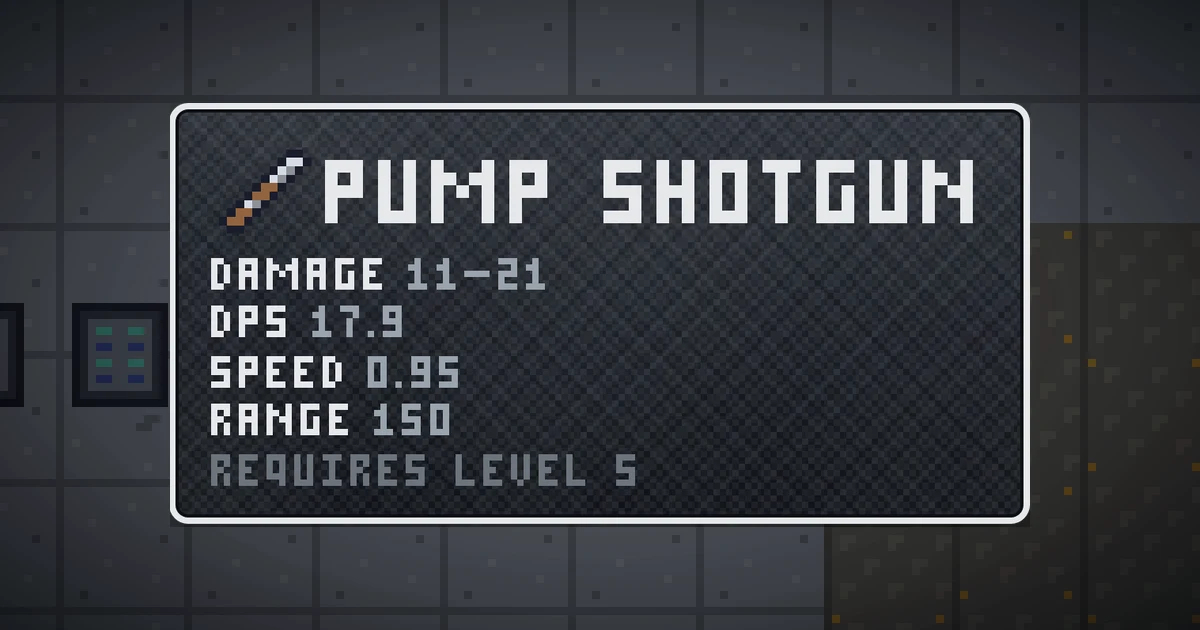 PUMP SHOTGUN, a base item weapon in Ada's Trail, shown on the map of GOODCO HQ where it drops