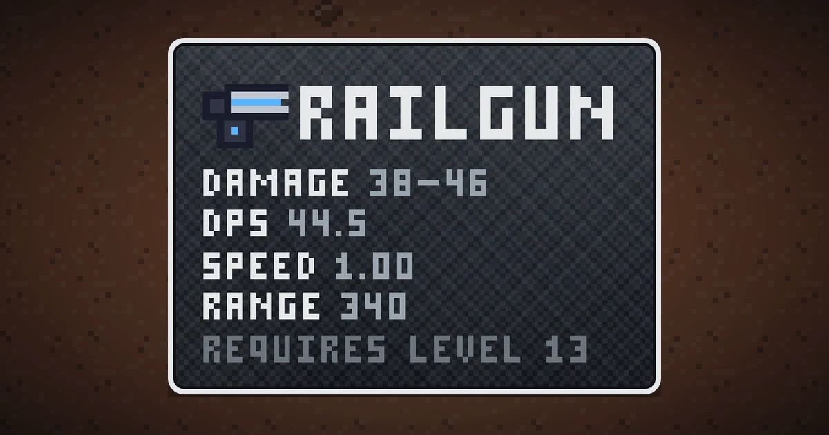 RAILGUN, a base item weapon in Ada's Trail, shown on the map of MARS where it drops