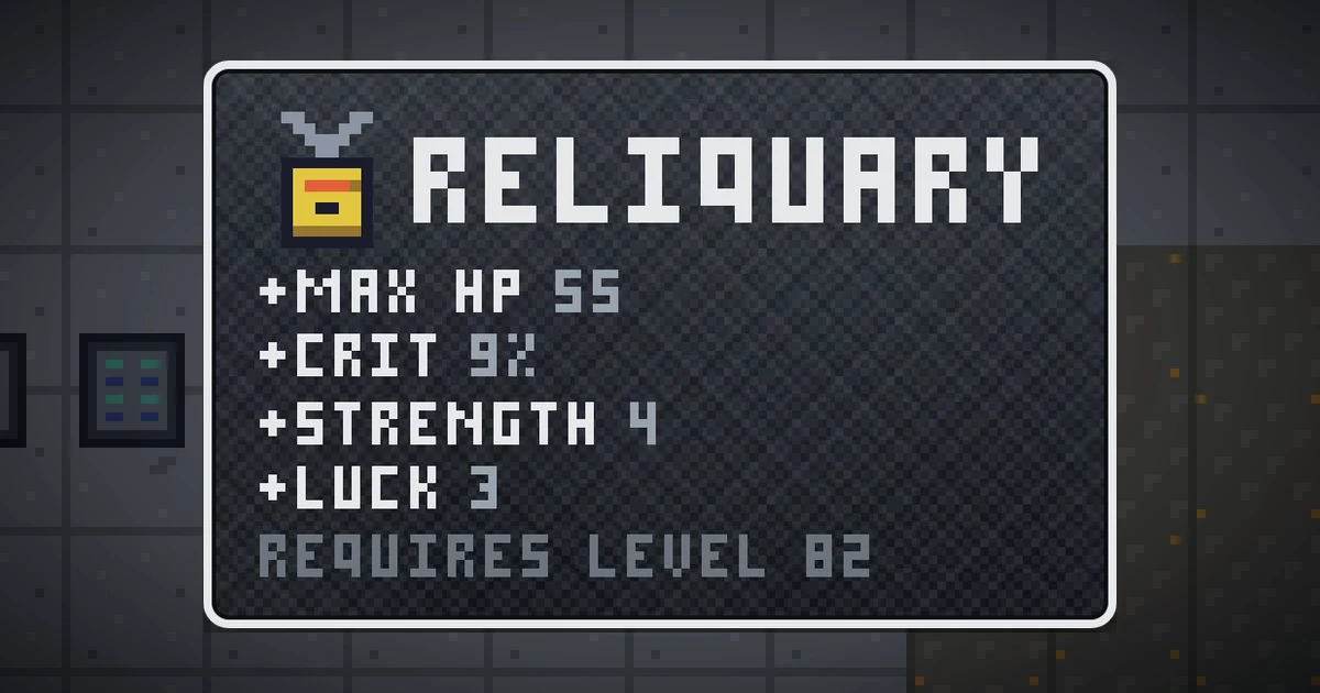 RELIQUARY, a base item amulet in Ada's Trail, shown on the map of GOODCO HQ where it drops