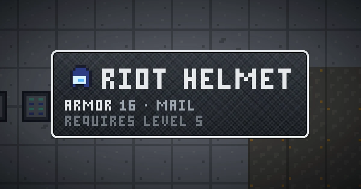 RIOT HELMET, a base item head in Ada's Trail, shown on the map of GOODCO HQ where it drops