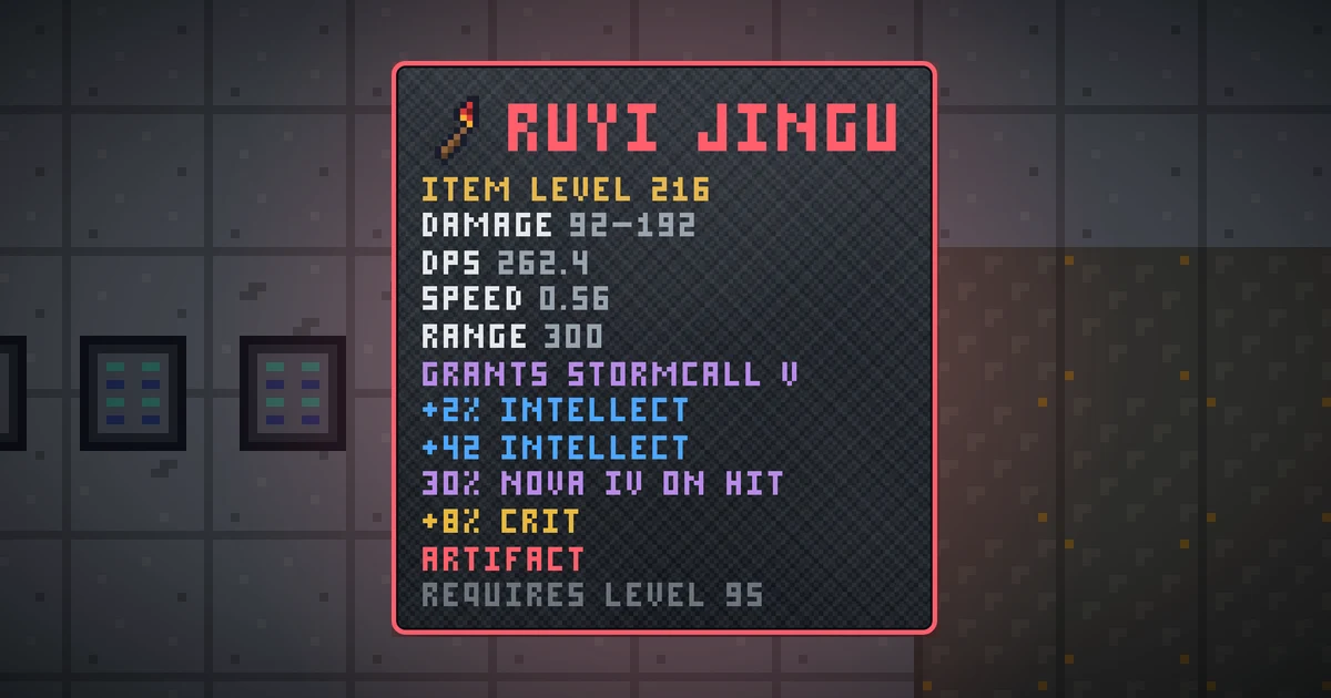 RUYI JINGU, a artifact weapon in Ada's Trail, shown on the map of GOODCO HQ where it drops