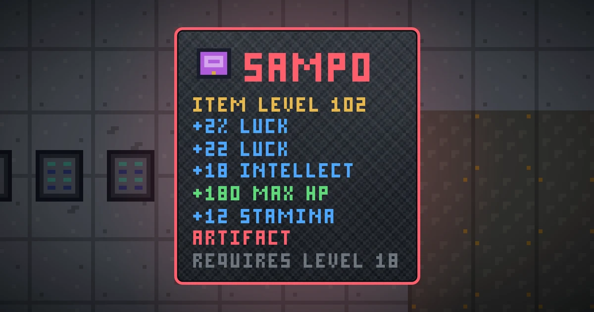 SAMPO, a artifact trinket in Ada's Trail, shown on the map of GOODCO HQ where it drops